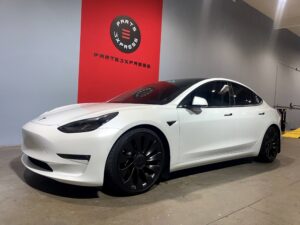 Tesla Model 3 lowered on MPP Sports Coilover